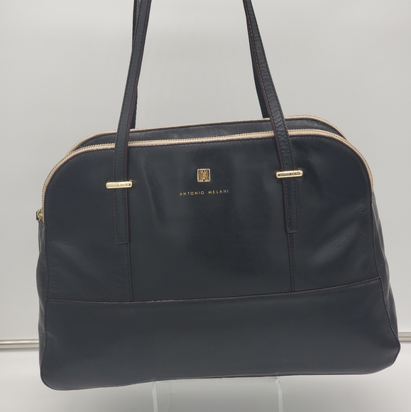 Antonio Melini Black Stachel with Gold Hardware and Three Compartment - Picture 5 of 16